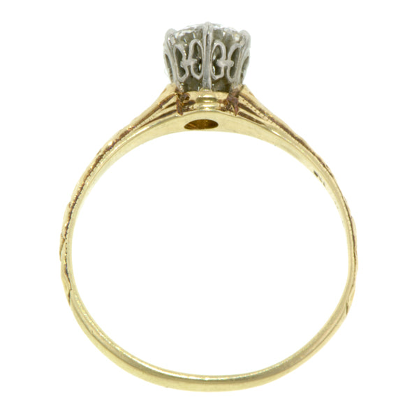 Vintage Solitaire Engagement Ring, RBC 0.68ct