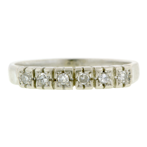 Vintage Diamond Wedding Band, White Gold, sold by Doyle & Doyle vintage and antique jewelry boutique.