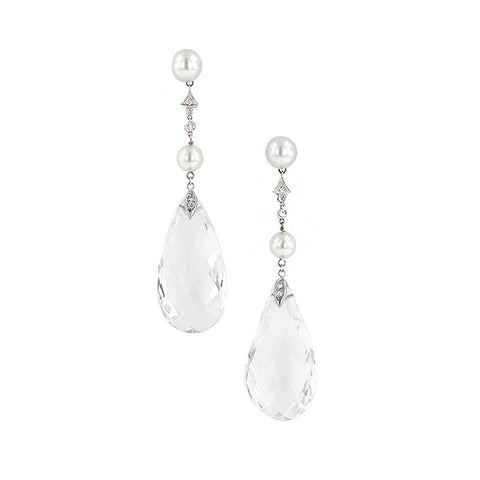Pearl* & Rock Crystal Drop Earrings: : Doyle & Doyle