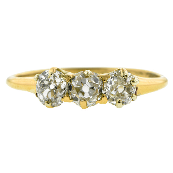 Victorian Three Diamond Ring, Old Mine Cut; 0.94ctw:: Doyle & Doyle