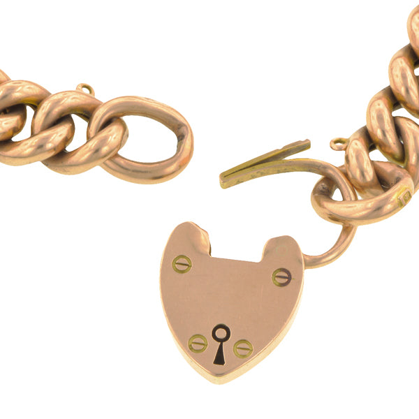 Victorian Heart Padlock Link Bracelet 