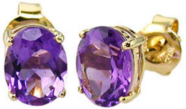 Oval Amethyst Stud Earrings, 6x8mm sold by Doyle and Doyle an antique and vintage jewelry boutique