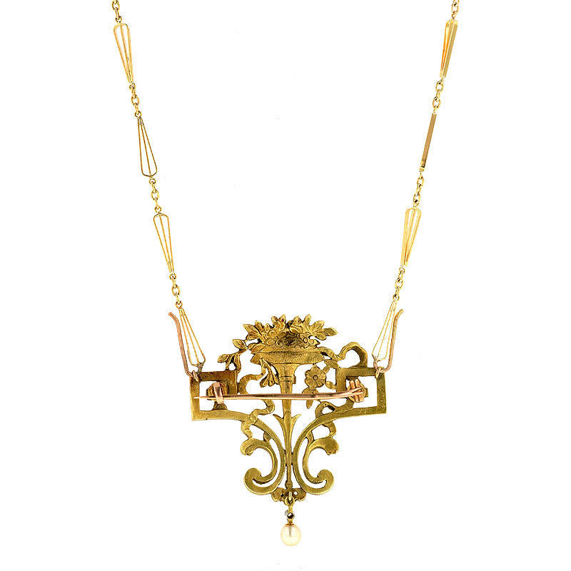 Antique White Enamel* Diamond Necklace/Pin::Doyle&Doyle