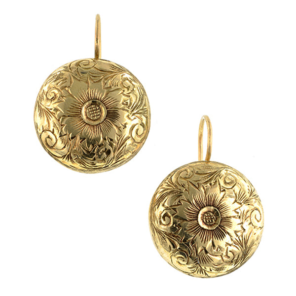 Vintage Engraved Round Drop Earrings:: Doyle & Doyle