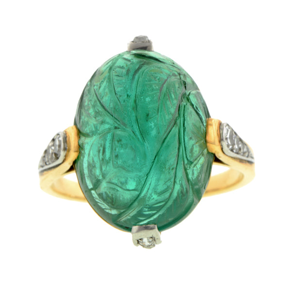 Art Deco Carved Tourmaline Ring::Doyle & Doyle