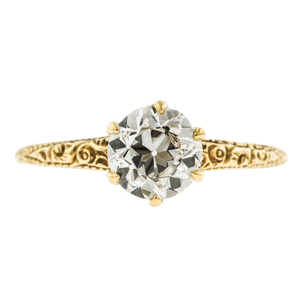 Art Deco Diamond Solitaire Engagement Ring, Old Euro 1.02ct