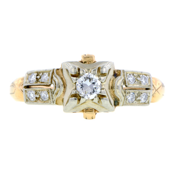 Vintage Diamond Engagement Ring, RBC 0.10ct