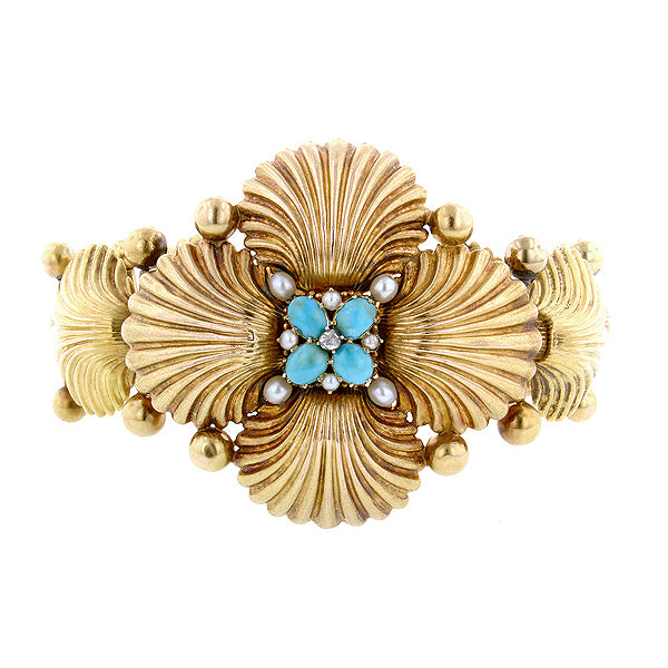 Victorian Turquoise, Diamond & Pearl* Bracelet:: Doyle & Doyle