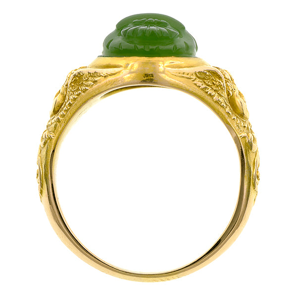 Art Nouveau Green Onyx Scarab Ring:: Doyle & Doyle