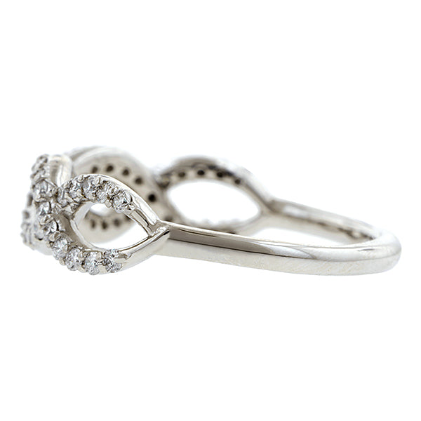 Contemporary ring: a Platinum Entwined Diamond Band- Heirloom sold by Doyle & Doyle vintage and antique jewelry boutique.