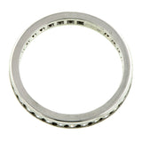 Contemporary ring; a Platinum Channel Set Round Brilliant Cut Diamond Eternity Band sold by Doyle & Doyle vintage and antique jewelry boutique.