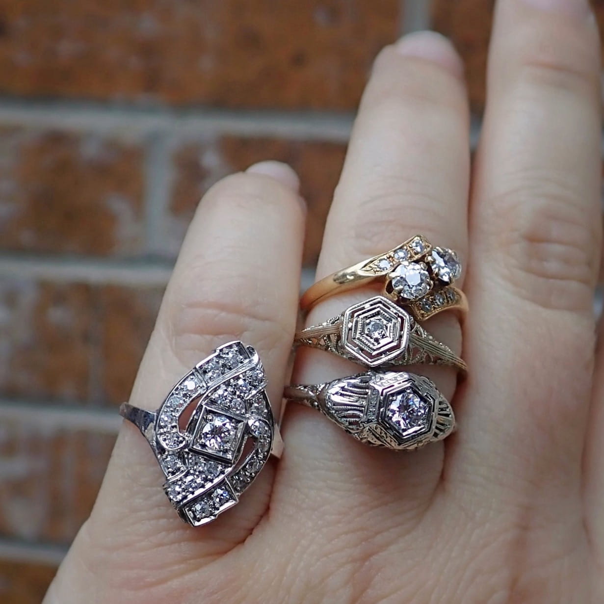 Art Deco and vintage engagement rings from Doyle and Doyle 107102R_107015R_107009R_104050R_IG