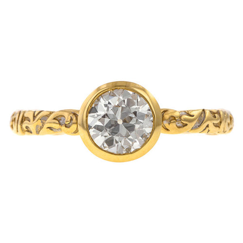 Old Euro .73ct Bezel Engagement Ring- Heirloom by Doyle & Doyle, sold by Doyle & Doyle an antique and vintage jewelry store.