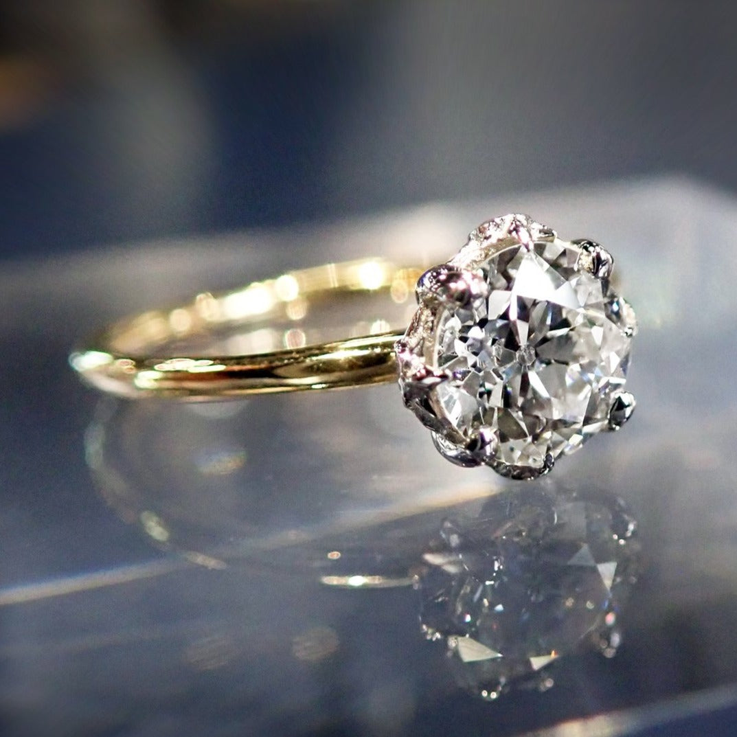 North Star Engagement Ring, Old Euro 1.04ct., West 13th Collection- sold by Doyle & Doyle an antique & vintage jewelry store.