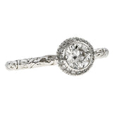 Contemporary ring: Diamond Frame Engagement Ring, Old Euro 0.50ct- Heirloom sold by Doyle & Doyle vintage and antique jewelry boutique.