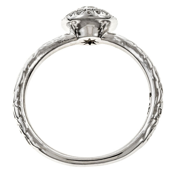 Contemporary ring: Diamond Frame Engagement Ring, Old Euro 0.50ct- Heirloom sold by Doyle & Doyle vintage and antique jewelry boutique.