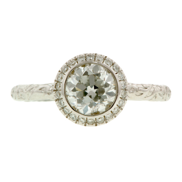 Contemporary ring: a White Gold Old European Cut Heirloom By Doyle & Doyle Engagement Ring sold by Doyle & Doyle vintage and antique jewelry boutique.