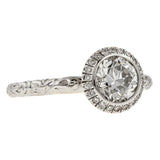 Contemporary ring: a White Gold Diamond Frame Engagement Ring, Old Euro 1.04ct- Heirloom sold by Doyle & Doyle vintage and antique jewelry boutique.