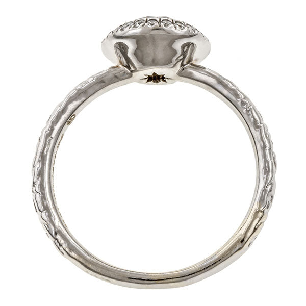 Contemporary ring: a White Gold Diamond Frame Engagement Ring, Old Euro 1.04ct- Heirloom sold by Doyle & Doyle vintage and antique jewelry boutique.