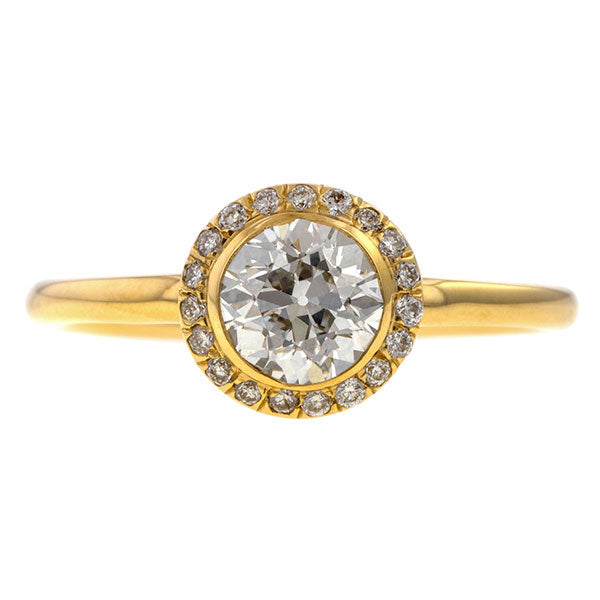 Diamond Frame Engagement Ring-Heirloom by Doyle & Doyle, Old Euro 0.74ct sold by Doyle and Doyle an antique and vintage jewelry boutique