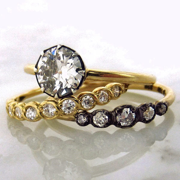 diamond solitaire engagement ring and diamond wedding bands Heirloom by Doyle & Doyle