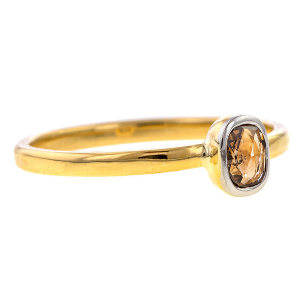 Contemporary ring: a Yellow Gold Cushion Cut Solitaire Diamond Heirloom Engagement Ring sold by Doyle & Doyle vintage and antique jewelry boutique.