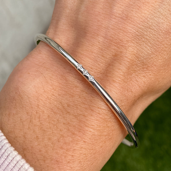 Triple Station Diamond Bangle Bracelet- Heirloom by Doyle & Doyle