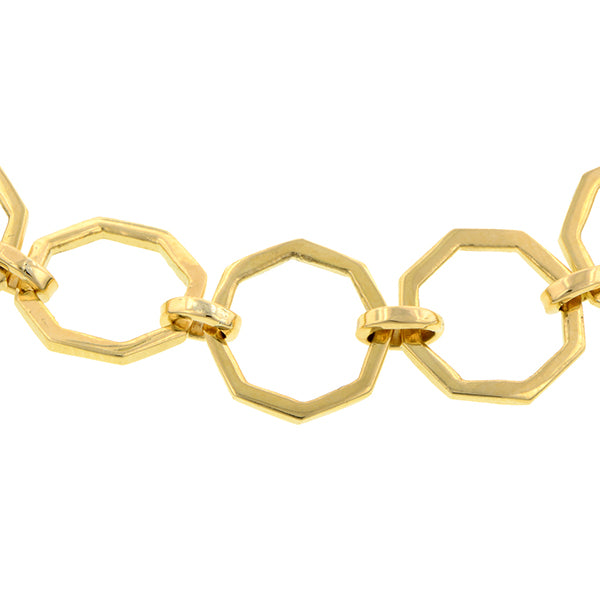 Octagonal Gold Link Chain Bracelet, from Doyle & Doyle antique and vintage jewelry