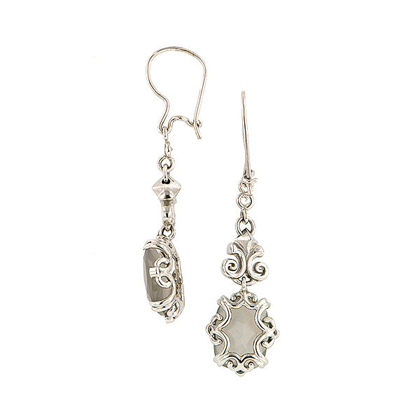_Cushion Moonstone Diamond Drop Earrings Heirloom by Doyle & Doyle