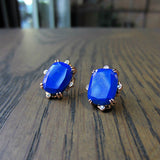 Cushion Lapis & Diamond Earrings- Heirloom by Doyle & Doyle