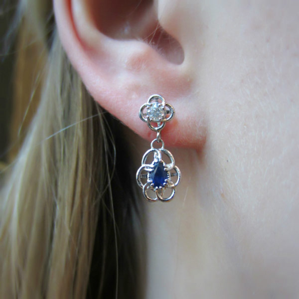 Entwined Diamond & Sapphire Drop Earrings- Heirloom by Doyle & Doyle