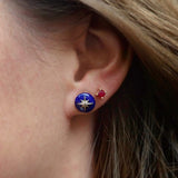 Square Ruby Stud Earrings & North Star Lapis Star Earrings- Heirloom by Doyle & Doyle