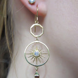 Gold Diamond Sunburst Earrings, Heirloom by Doyle & Doyle Collection