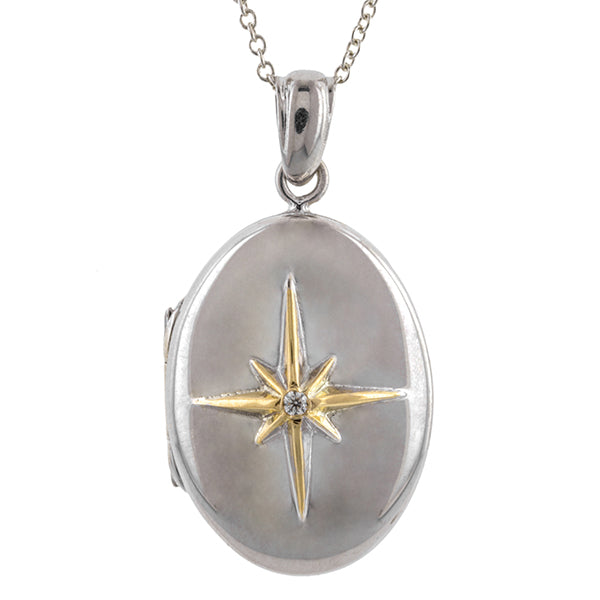 North Star Locket Small, West 13th Collection, sold by Doyle & Doyle vintage and antique jewelry boutique.