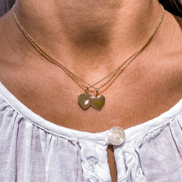 You and Me Heart Pendant Necklace sold by Doyle and Doyle an antique and vintage jewelry boutique