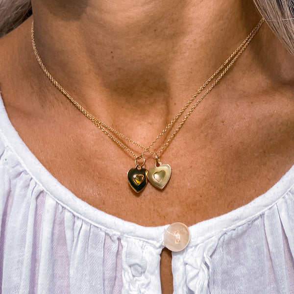 You and Me Heart Pendant Necklace sold by Doyle and Doyle an antique and vintage jewelry boutique