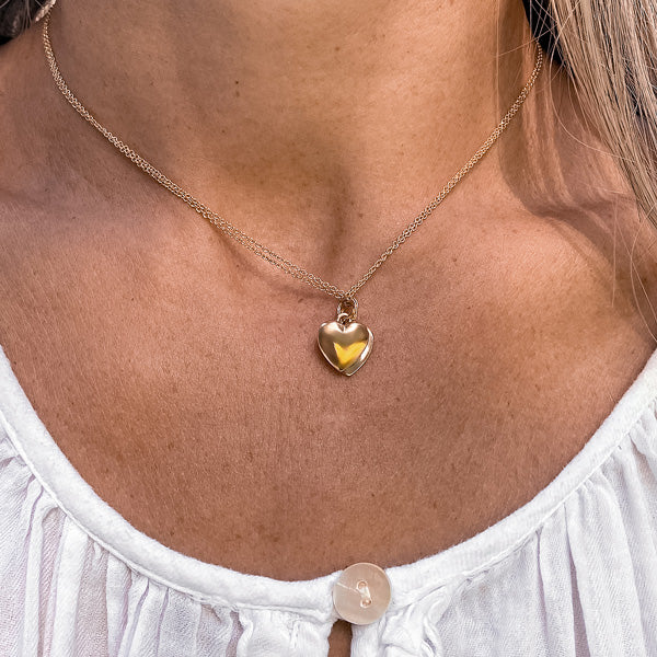 You and Me Heart Pendant Necklace sold by Doyle and Doyle an antique and vintage jewelry boutique