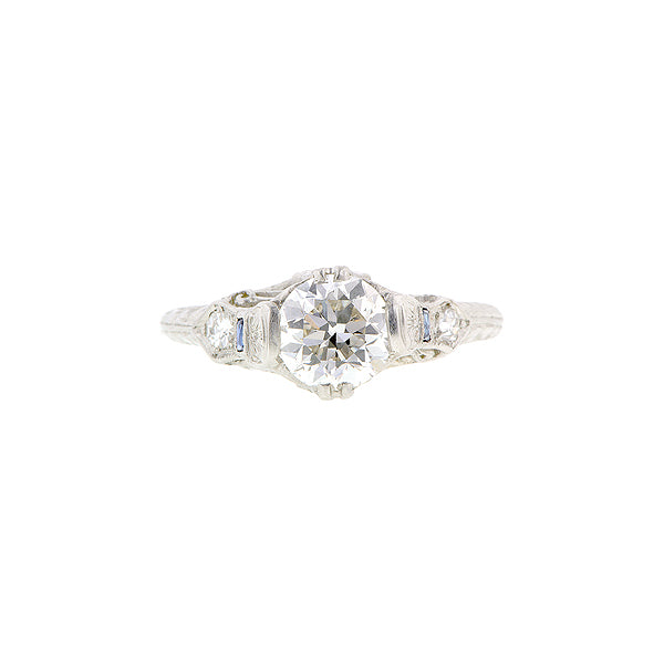 Art Deco TRB 1.02ct Pierced & Engraved Platinum Engagement Ring:: Doyle & Doyle
