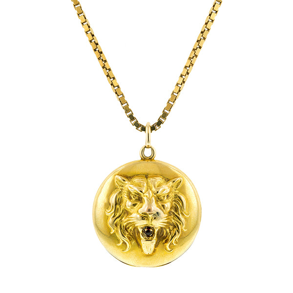 Victorian Garnet Lion Locket:: Doyle & Doyle