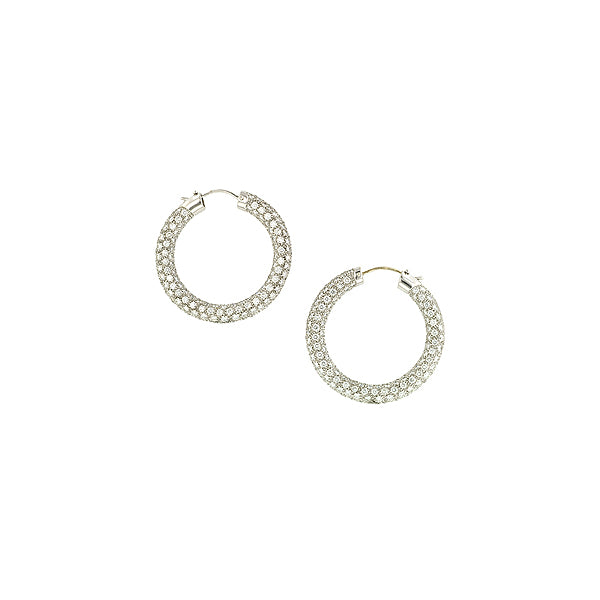 Pavé Diamond Hoop Earrings, from Doyle & Doyle antique and vintage jewelry boutique