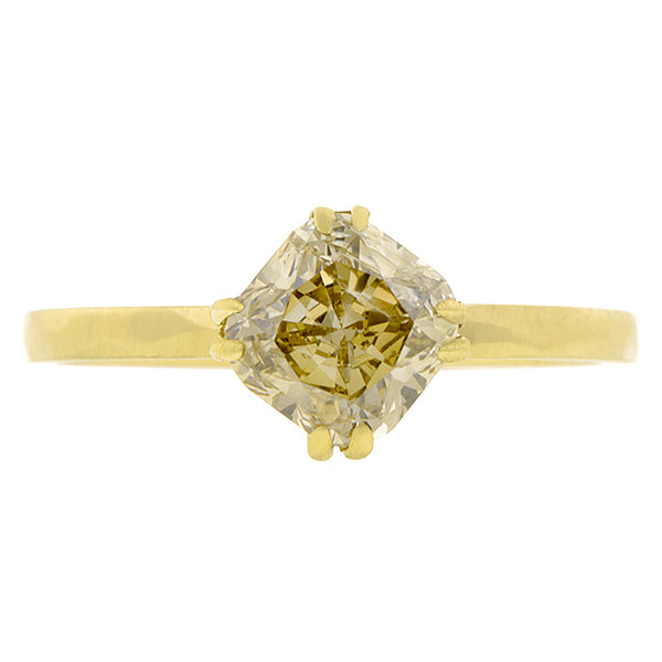 Brown Diamond Solitaire Engagement Ring, Cushion 1.56ct:: Doyle & Doyle