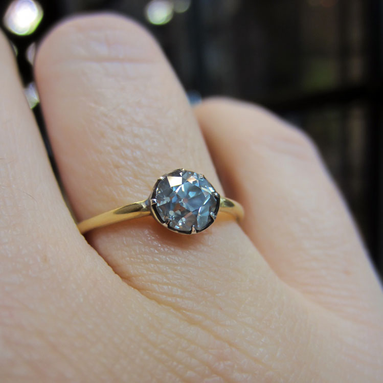 Starry Night Fancy Gray Diamond Engagement Ring, Old Euro 0.73ct - Heirloom by Doyle & Doyle