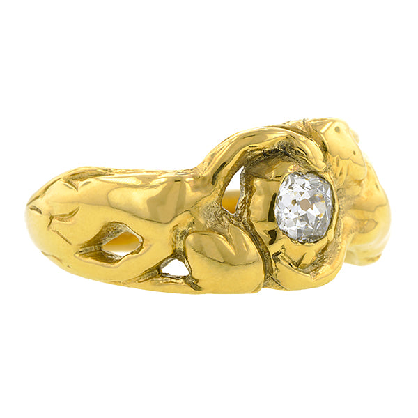 Art Nouveau Antique Diamond Ring, Old Mine 0.28ct