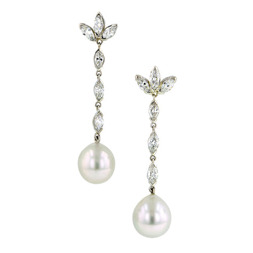 Vintage Diamond & Pearl Drop Earrings