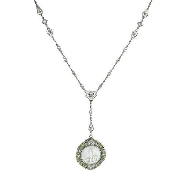 Mother-of-Pearl, Diamond & Rose Cut Diamond Pendant