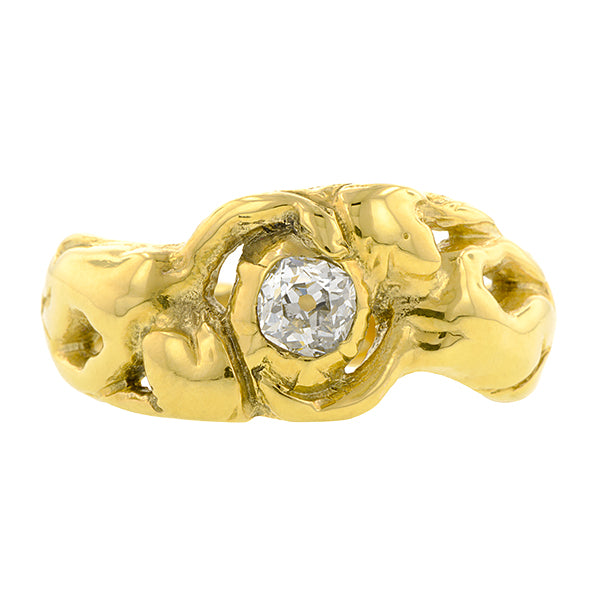 Art Nouveau Antique Diamond Ring, Old Mine 0.28ct
