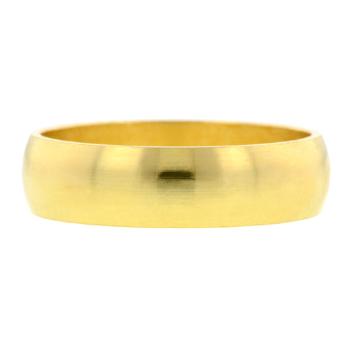 Contemporary ring: a Yellow Gold Half Round Wedding Band 6mm sold by Doyle & Doyle vintage and antique jewelry boutique.