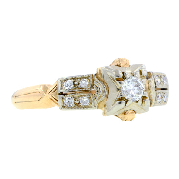 Vintage Diamond Engagement Ring, RBC 0.10ct
