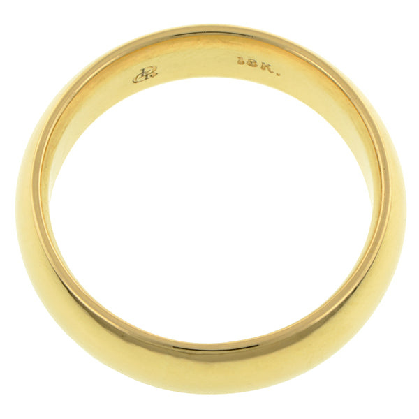Contemporary ring: a Yellow Gold 18k Comfort Fit Wedding Band Ring, 6mm sold by Doyle & Doyle vintage and antique jewelry boutique.