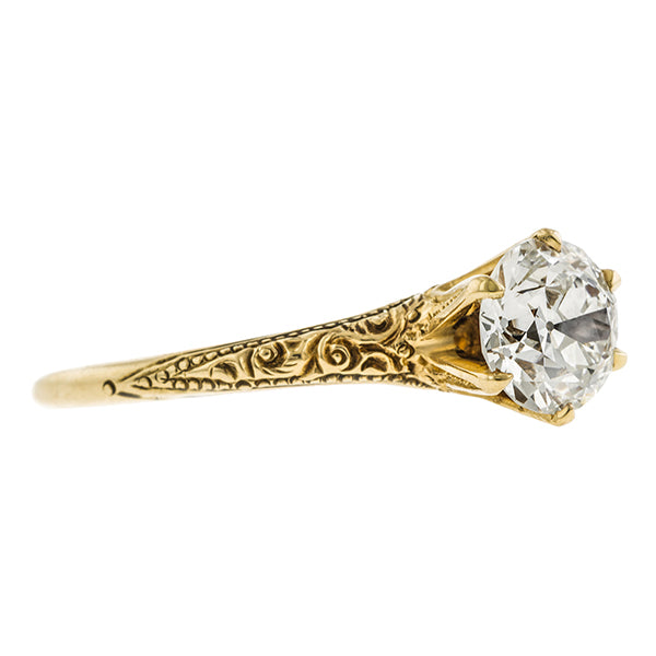 Art Deco Diamond Solitaire Engagement Ring, Old Euro 1.02ct